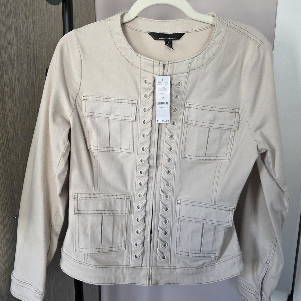 White House Black Market Oat/Cream Lace Detail Stylist Jacket - NWT